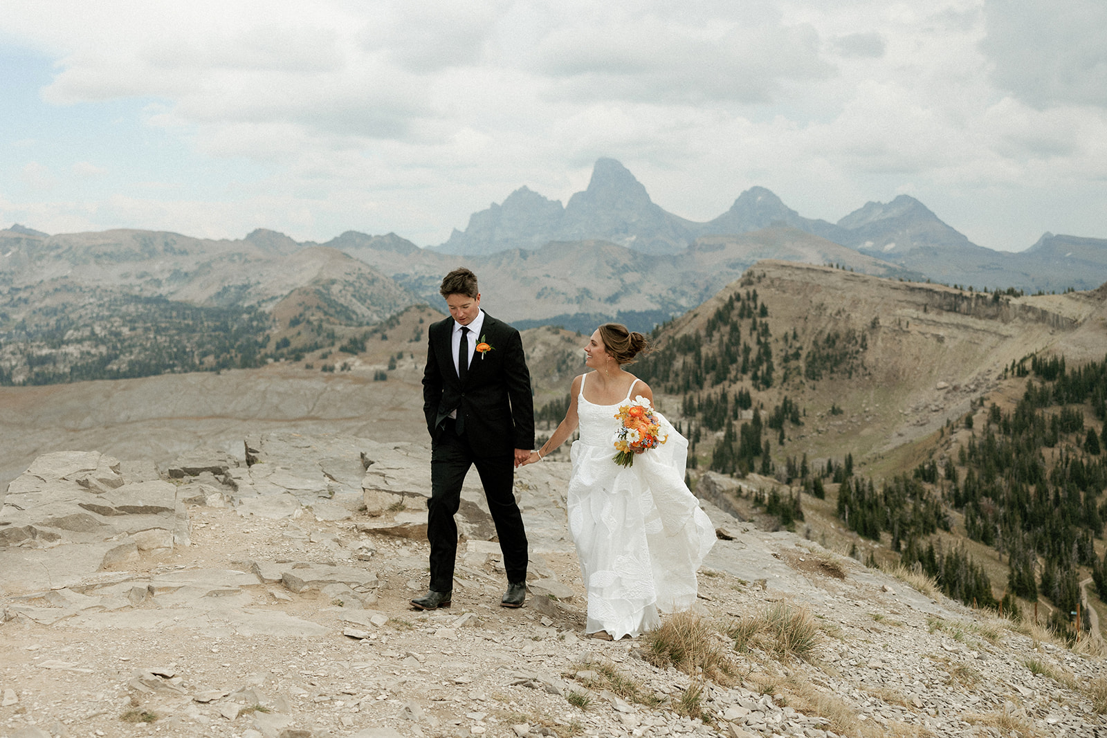 Bride and Groom at their Grand Teton National Park Wedding at Grand Targhee Resort