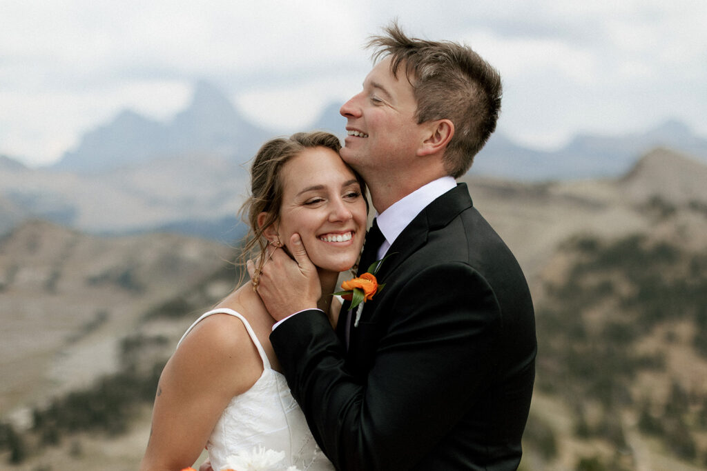Bride and Groom at their wedding at Grand Targhee Resort