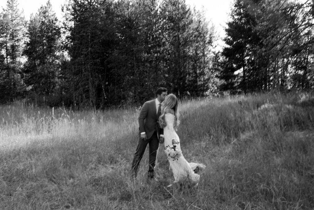 Bride and groom at their Glacier National Park elopement at Under Canvas