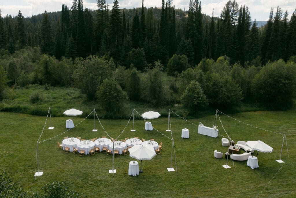 Montana wedding with caterpillar tables