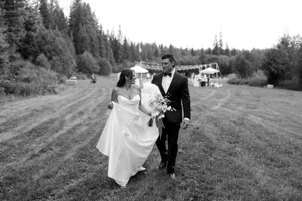Bride and Groom at their elevated Dog Creek Lodge Wedding in Montana